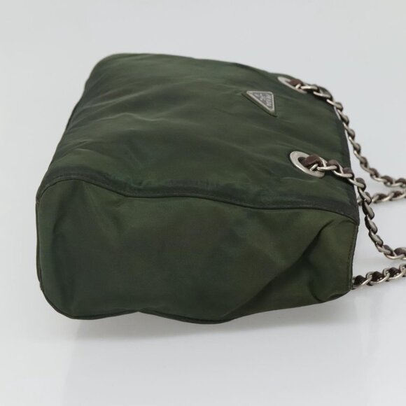 PRADA Chain Shoulder Bag Nylon Green Auth BD1448 - Picture 5 of 16